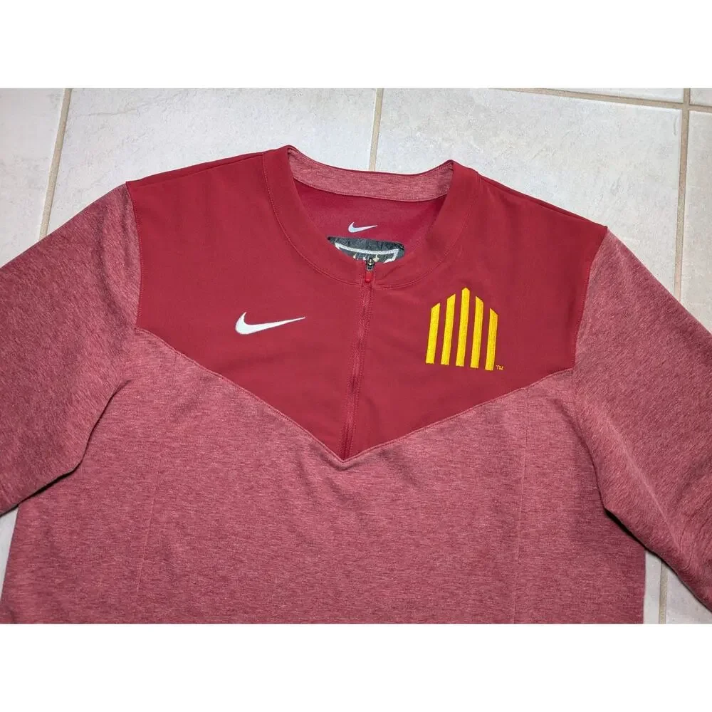 Nike Men's Medium Iowa State Cyclones Jack Trice 5 Bar Club 1/4 Zip Pullover Red